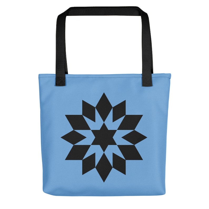 Flower Star of David polyester tote bag Jewish magen David everyday bag with geometric design Judaica gift for women