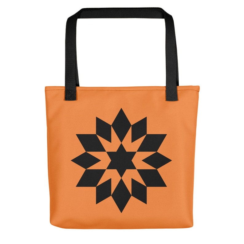 Flower Star of David polyester tote bag Jewish magen David everyday bag with geometric design Judaica gift for women