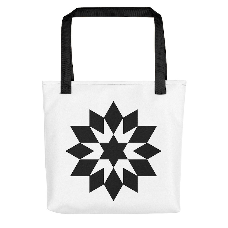 Flower Star of David polyester tote bag Jewish magen David everyday bag with geometric design Judaica gift for women