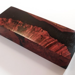 Stabilized Red/black  Maple Burl  epoxy resin for knife handles 29*46*130 mm (N 414)