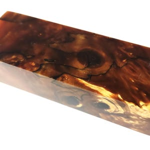 Stabilized maple burl brown epoxy resin block for knife handles 29*45*130 mm (N 393)