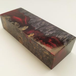 Stabilized Red/gray  Maple Burl  epoxy resin for knife handles 30*45*130 mm (N 480.2)