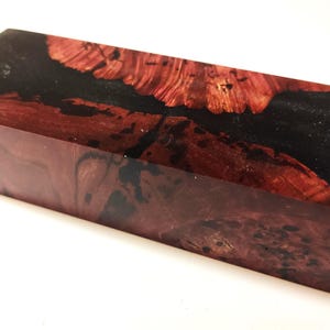 Stabilized Red/black  Maple Burl  epoxy resin for knife handles 29*47*130 mm (N 409)