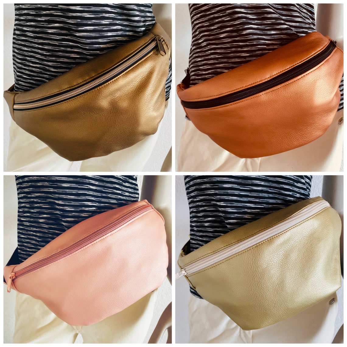 Metallic Synthetic Leather Belly Bag Etsy