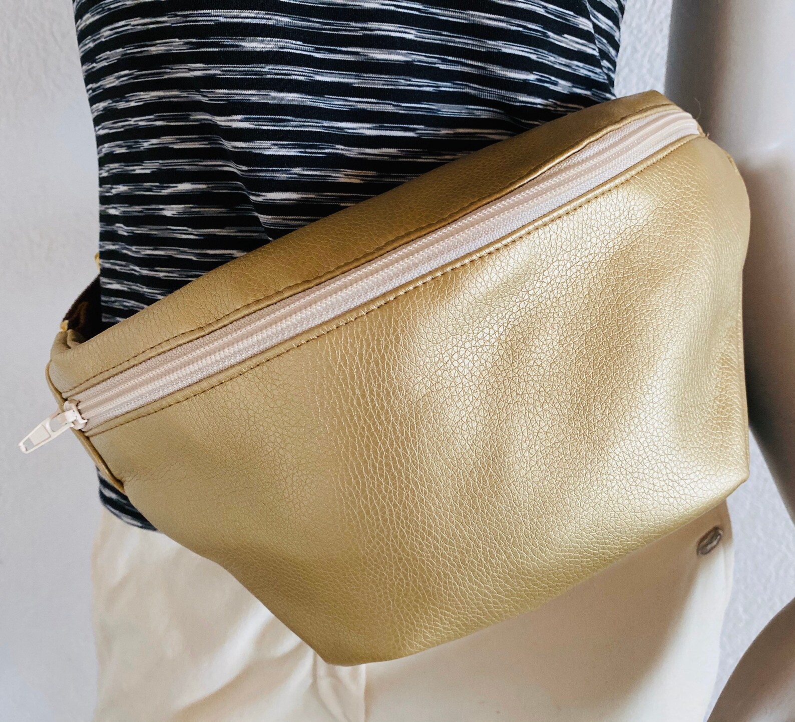 Metallic Synthetic Leather Belly Bag Etsy