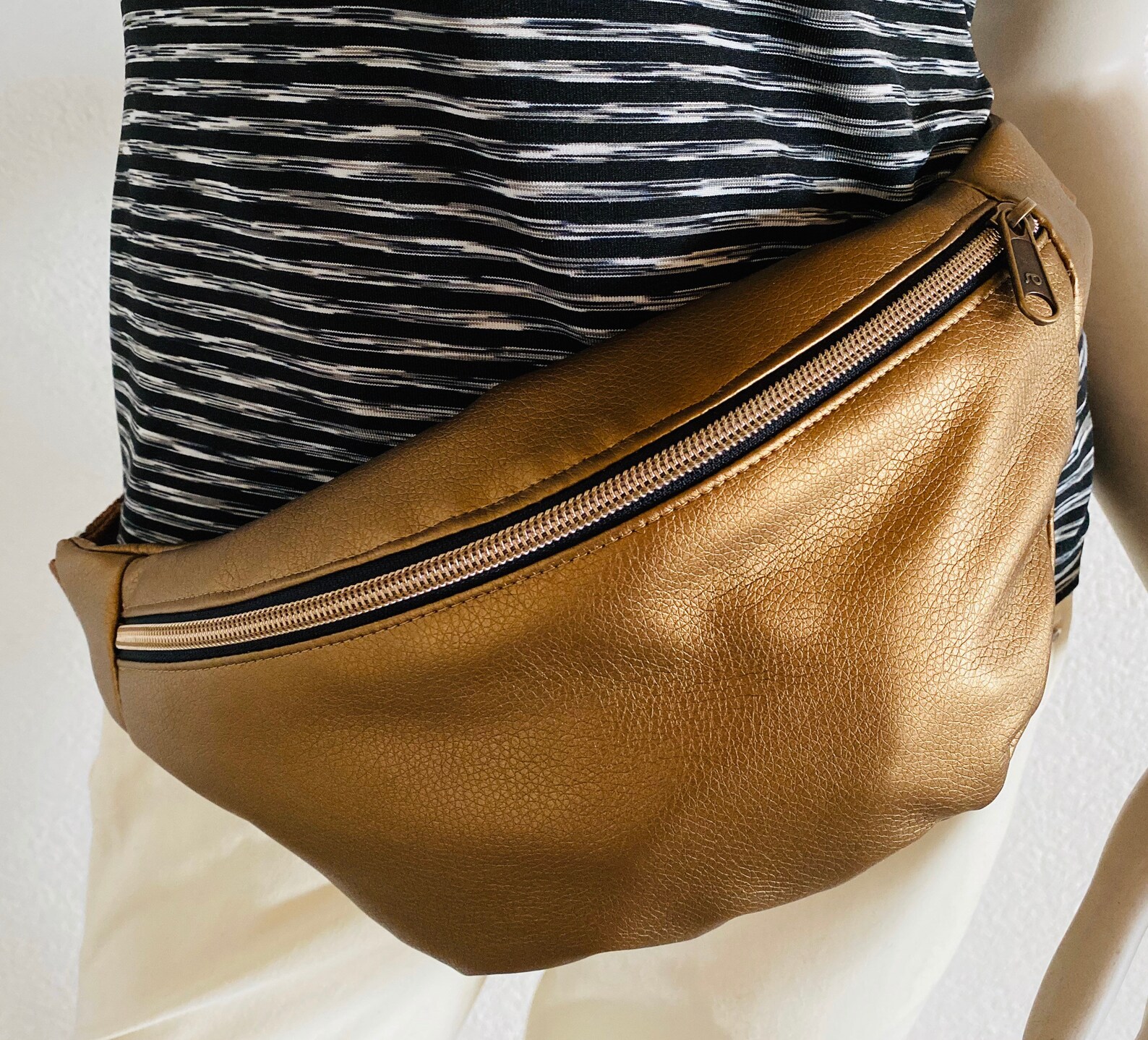Metallic Synthetic Leather Belly Bag Etsy
