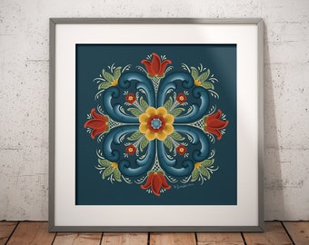 Norwegian Kitchen Prayer Art Print Rosemaling Folk Art Norway Wall Art ...