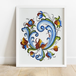 Norwegian Telemark Rosemaling Art Print | Rosemaling | Folk Art | Norway Wall Art | Norwegian Gift | Art Print | Scandi Art