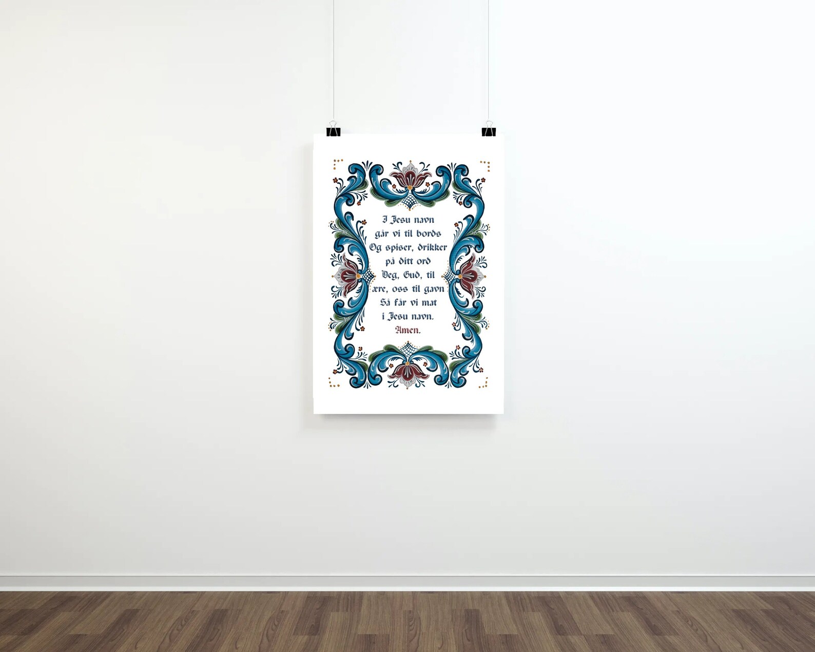 Norwegian Kitchen Prayer Art Print Rosemaling Folk Art - Etsy