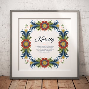 Norwegian Koselig Rosemaling Art Print | Folk Art | Norway Square Wall Art | Norwegian Gift | Swedish art | Scandi Art
