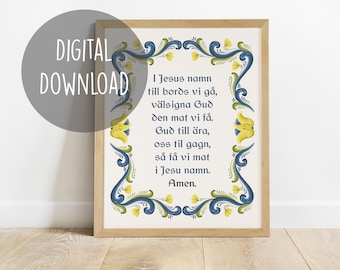 Norwegian Kitchen Prayer Art Print Rosemaling Folk Art - Etsy