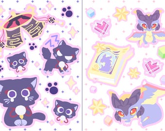 Scarameow and Mini Durin A6 Genshin Sticker Sheets