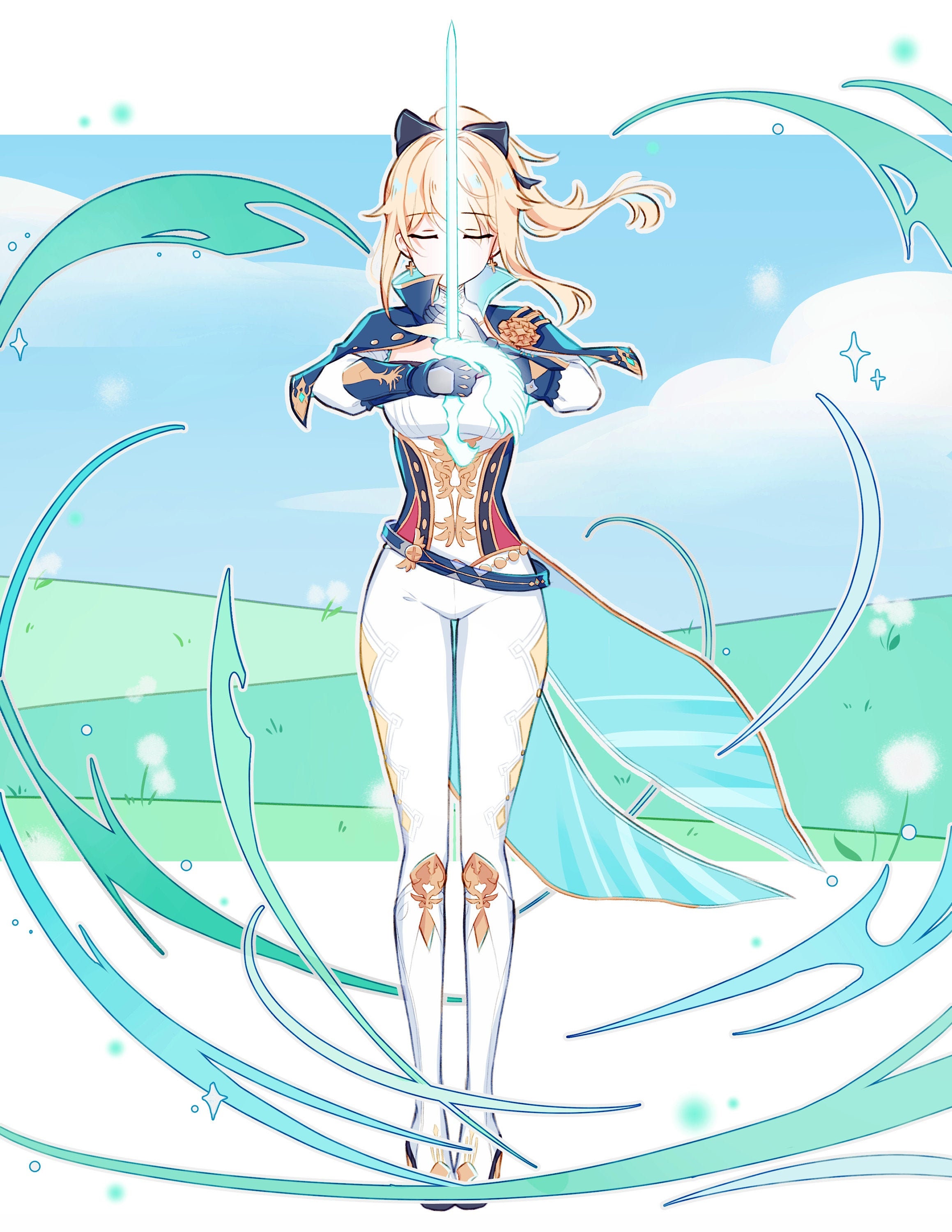 Jean Genshin Impact Art Prints Etsy UK