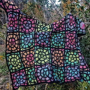 Stained Glass Pentagram Granny Square Digital Crochet Pattern with Detailed Photo Instructions