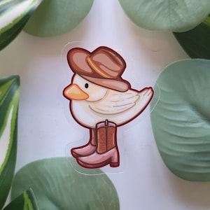 Adesivo trasparente anatra cowboy / adesivo in vinile sceriffo