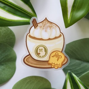 Brewster Cappuccino Clear Vinyl Sticker Kawaii Pastel