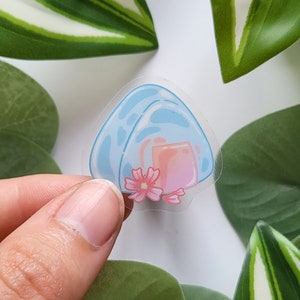 Sakura Onigiri Clear Vinyl Sticker Kawaii Pastel