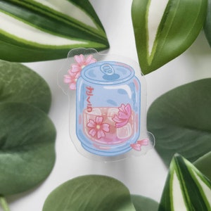 Sakura Soda Can Adesivo in vinile trasparente Kawaii pastello