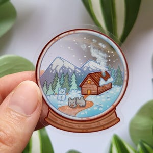Cute Mice Snowglobe Adventure Cozy Clear Vinyl Sticker