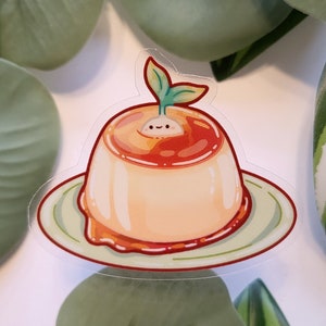 Cute Kawaii Sprouts Pudding Clear Vinyl Sticker