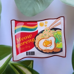 Kawaii Katzen Ramen Meow Goreng Sticker Clear Ramen Sticker Cute