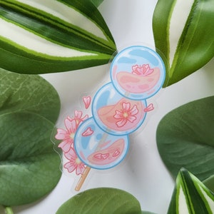 Adesivo in vinile trasparente Sakura Dango Kawaii pastello