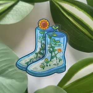 Aesthetic Sunflower Rainboots Transparent Sticker/ Clear Vinyl Sticker /aesthetic /Lofi Sticker
