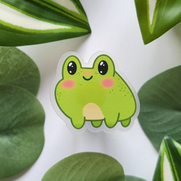 Cute Frog Clear Vinyl Sticker Kawaii Pastel