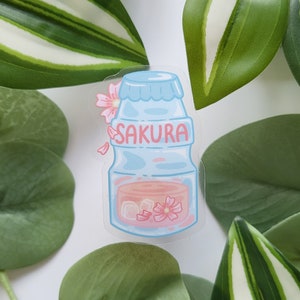 Sakura Drink Clear Vinyl Sticker Kawaii Pastel