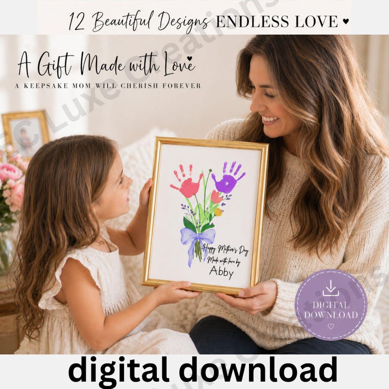 Mothers Day Handprint Art Kids Handprint Flower Bouquet Craft for Mom ...