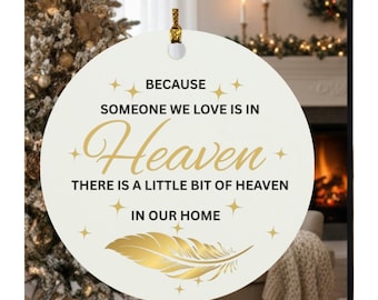 Memorial Ornament Gold Feather Remembrance Keepsake