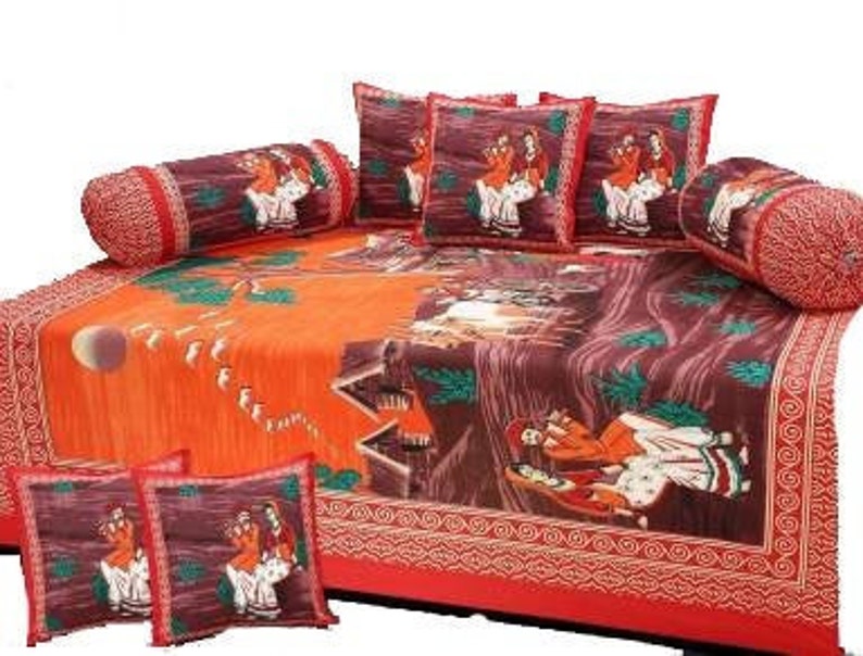 Set of 8 Pieces Cotton Fabric Design Diwan Bedsheet for Etsy