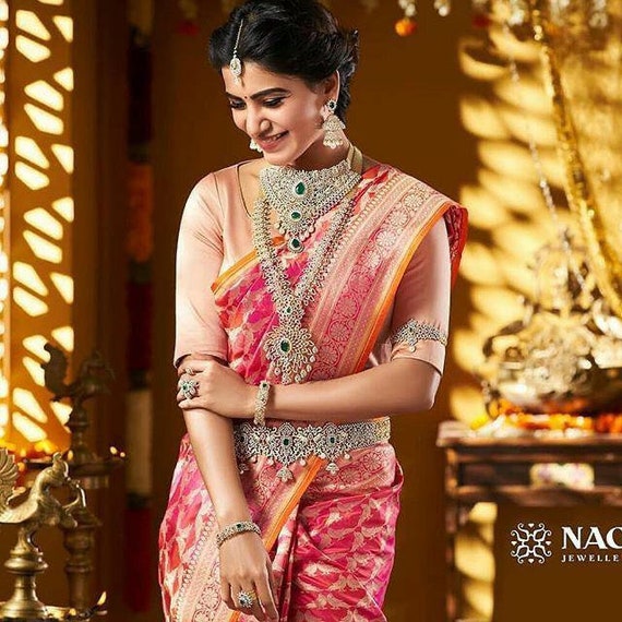 Soft Lichi Silk Saree Wedding Saree Heavy Sari Indian Saree