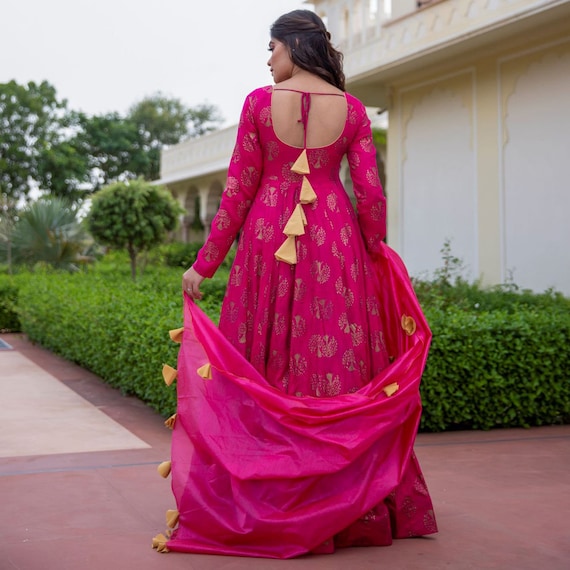 Sea Green Royal Embroidered Backless Anarkali Suit - Hatkay