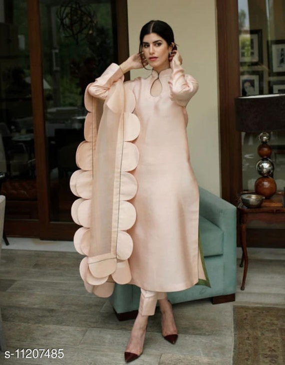 Designer Indian Dress Beautiful Peach colored Tapeta Silk Salwar suit Long Dress Bollywood suit Salwar Kameez Party wear suit for women