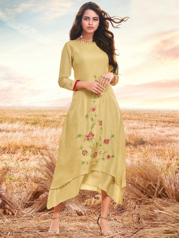 Reyon Cotton Party Wear Embroidery Work Kurti, Wash Care: Machine wash at  Rs 650 in Surat