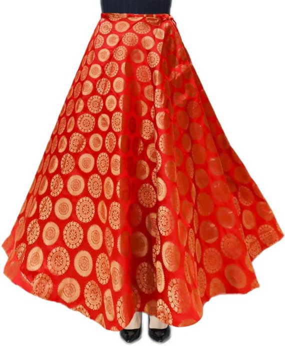 Buy Indian Traditional Gold Printed Cotton Long Skirt for Women free Size  Online in India - Etsy