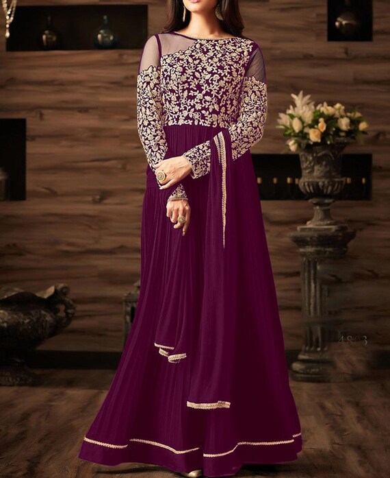 Semistitched Partywear Anarkali Gown – ASMI BOUTIQUE KUWAIT