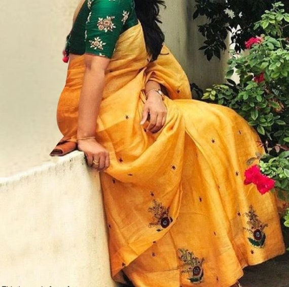 yellow saree party wear
