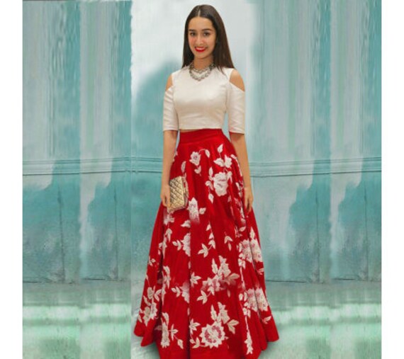 Indian Designer Part Wear Silk Embroidered Stitched Lehenga Choli