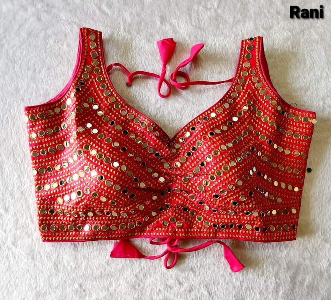 Mirror Work Blouse Readymade Blouse Sleeveless Blouse Heavy Etsy UK