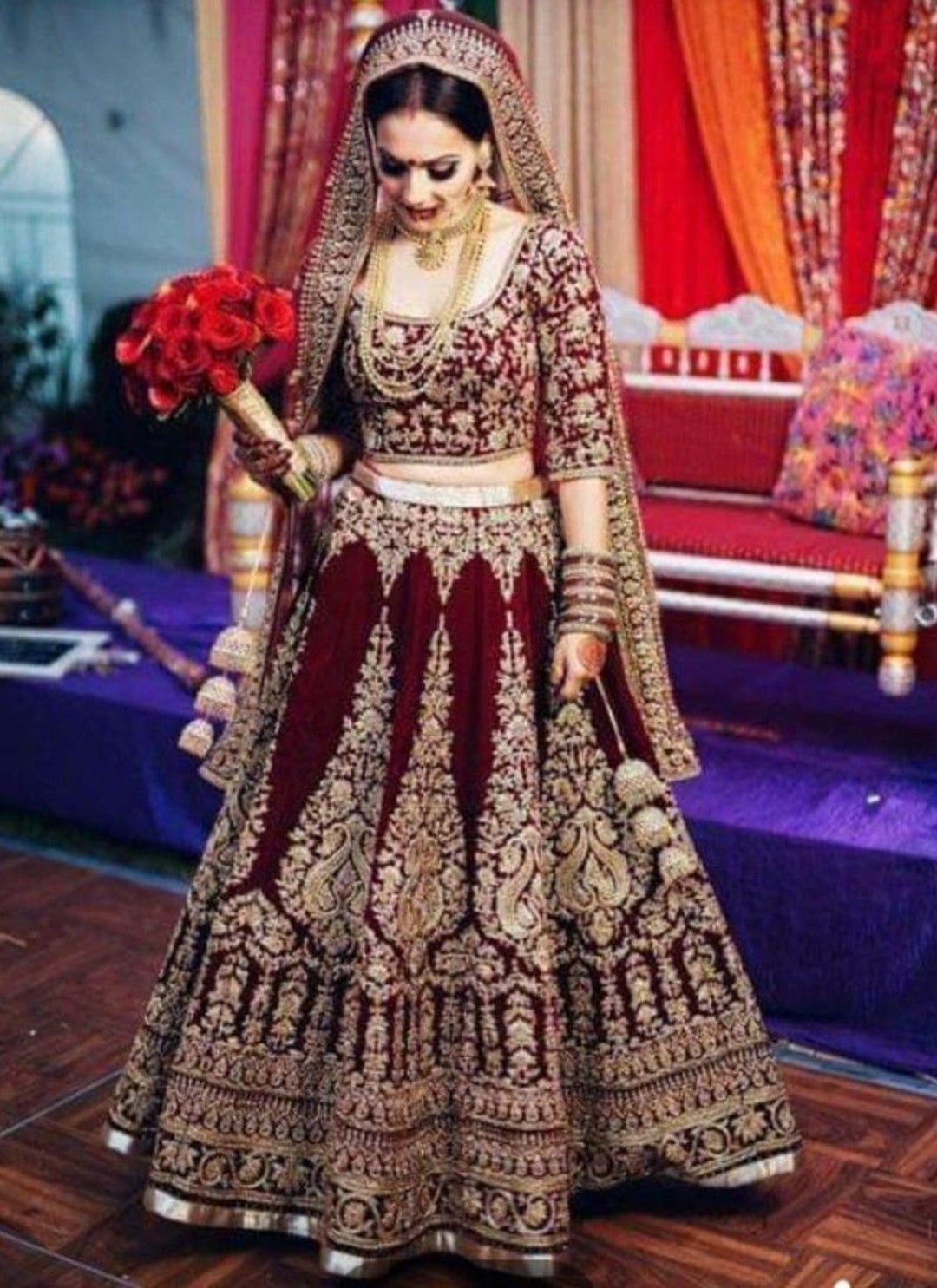 Wedding top lehenga maroon