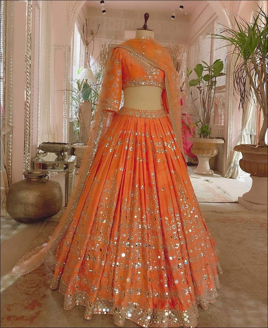 Orange Lehenga Choli Designer Lehenga ...