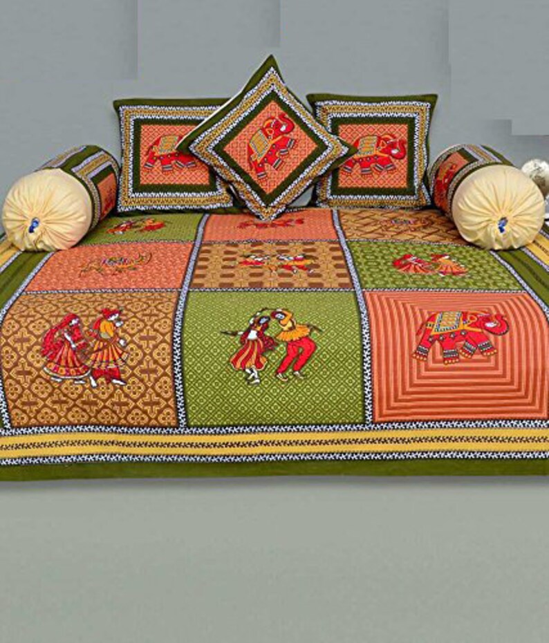 Indian Rajasthani Jaipuri Diwan Sets of 1 Bed Sheet2 Bolster Etsy