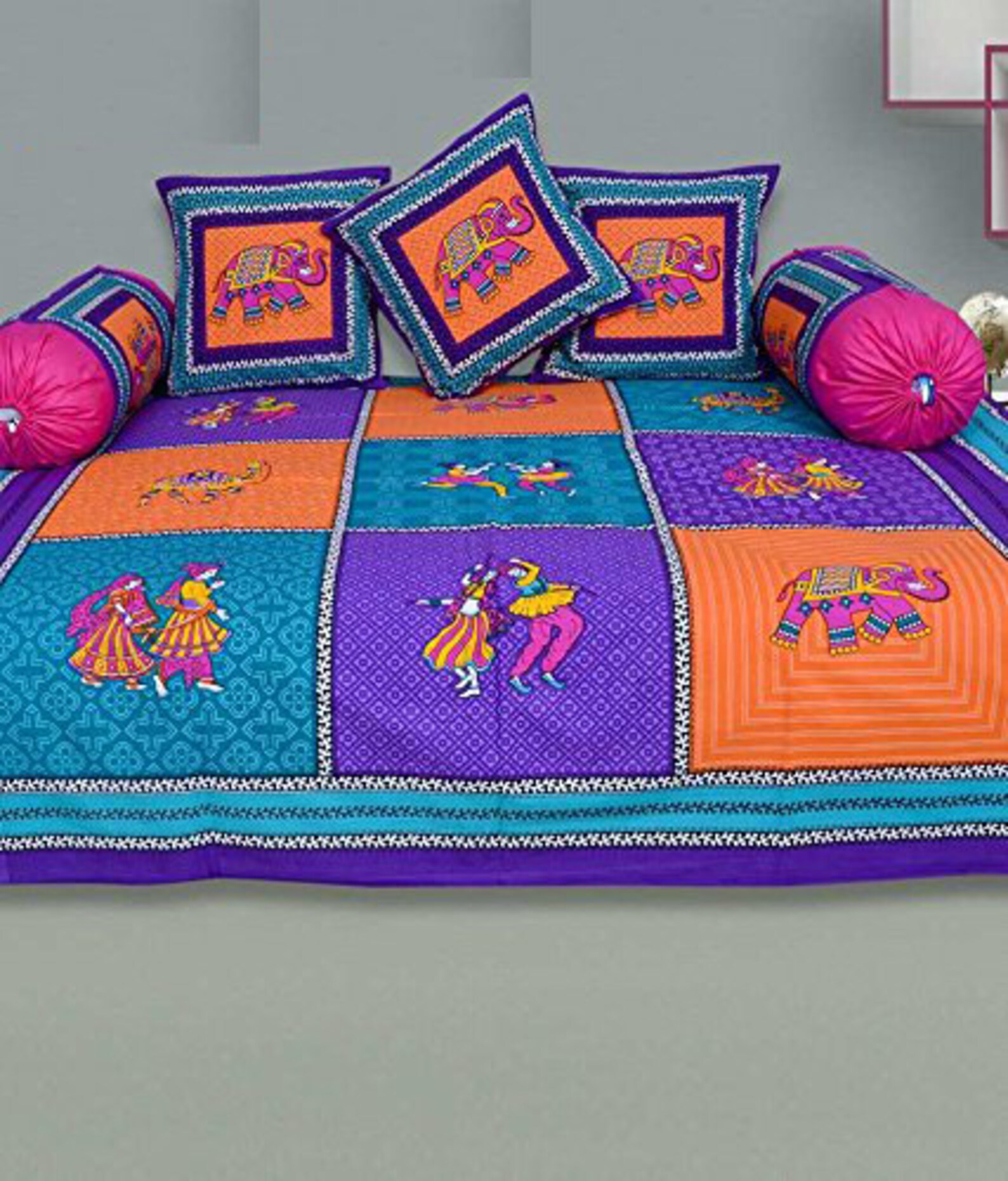 Indian Rajasthani Jaipuri Diwan Sets of 1 Bed Sheet2 Bolster Etsy