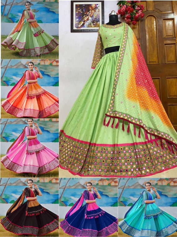 Navratri ghagra choli, designer lehenga, Indian lehenga choli, chaniya  choli, Wedding Lehenga choli, Heavy lehenga choli, Soft Silk Lehenga