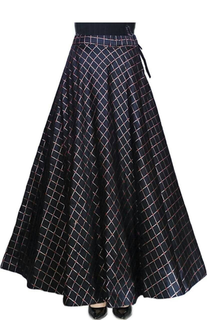 Indian Stylish Zari Checks Long Skirt 