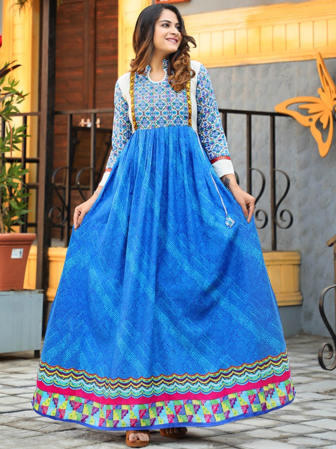 Indian Kurti, Indian Salwar Suit, Blue Printed Kurti, indian suit ...