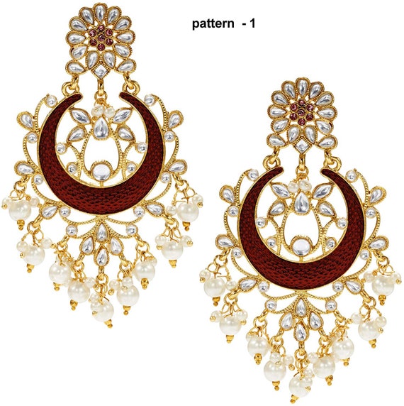 Designer Gold Plated Stone Studded Spherical Hanging Stylish Fancy Par –  Priyaasi