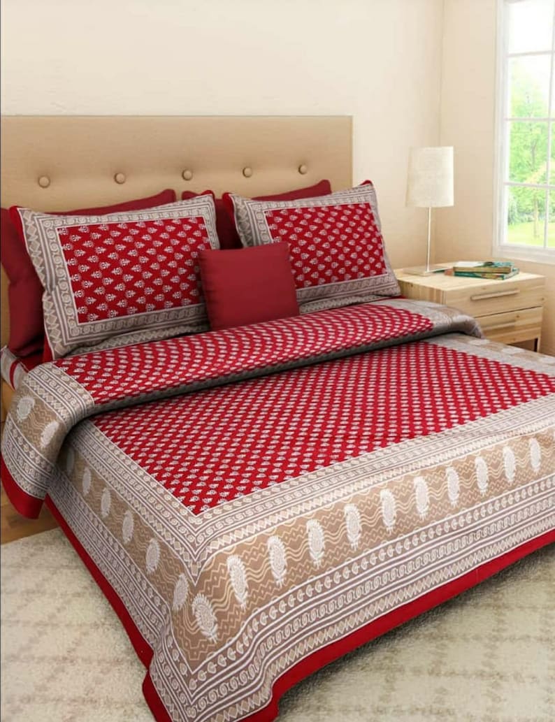 100 Cotton Rajasthani Traditional Double Bedsheet Bedding Etsy